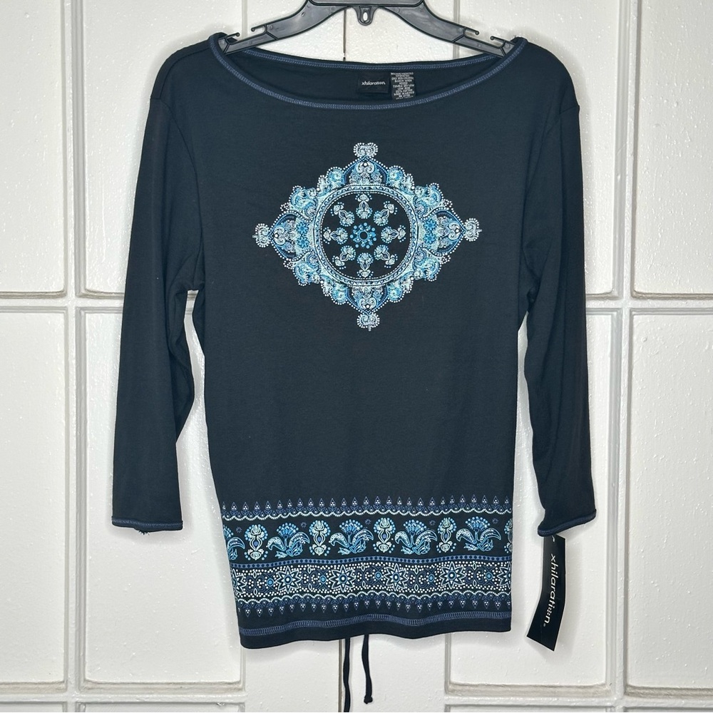 Vintage Y2K Xhilaration Cut Out Back Long Sleeve With Mandala